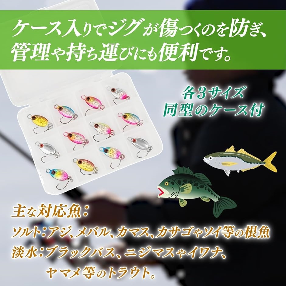 メタルジグ等セット　ケース付 メタルジグ 12個 セット 収納ケース付き 小判型 メバリング