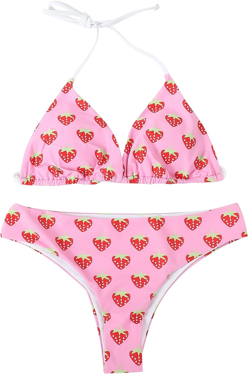 イチゴ柄 ビキニ bikinimi水着モノキニフリルイチゴ柄ビキニ温泉旅行カワセクシー