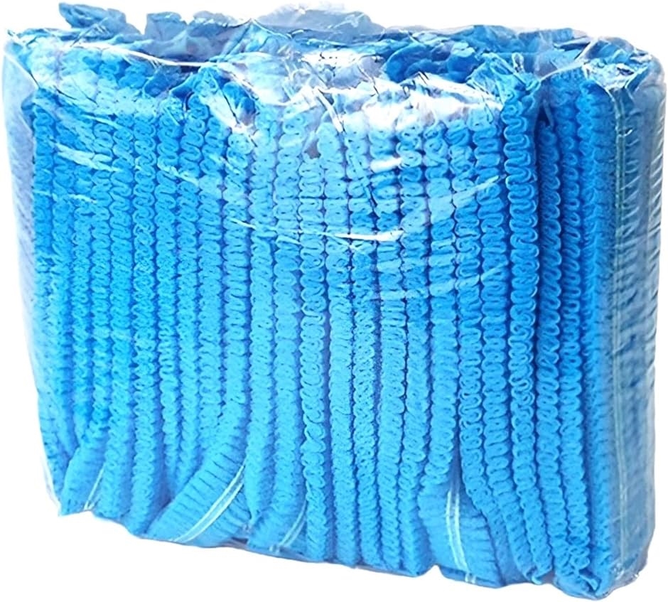 こもれび屋不織布ヘアキャップ 業務用 使い捨て 100枚入 研究室 工場 調理 衛生帽子 メディカルキャップ MDM( ブルー,  M)｜horikku