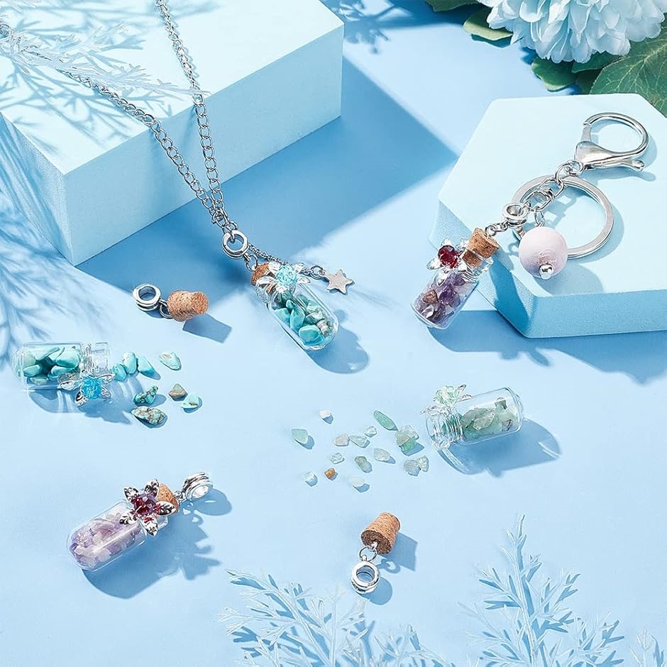 20個入り さざれ石 小瓶入り ペンダント パワーストーン 花のデザイン
