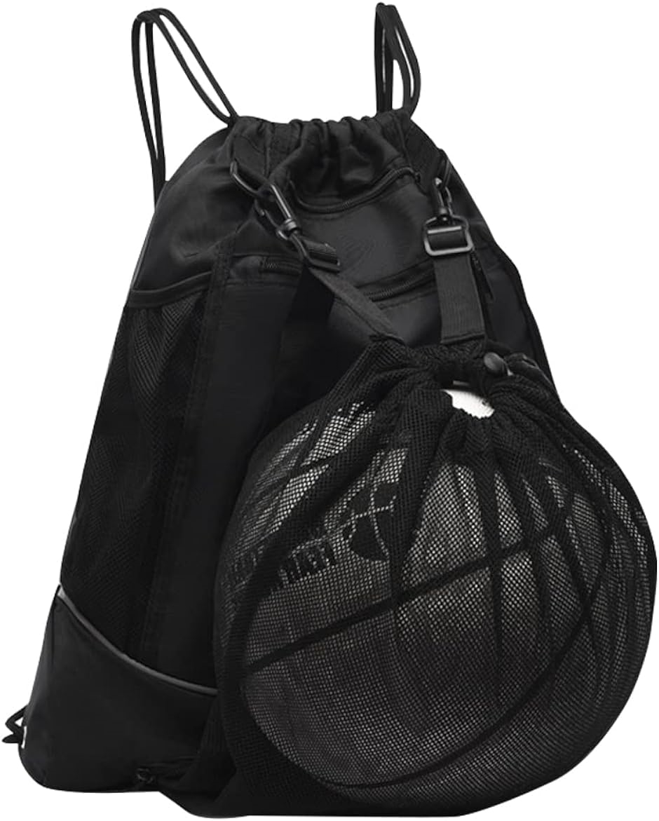 ボール収納付き リュック メッシュバッグ サイドポケット 撥水加工 軽量設計 バスケ サッカー