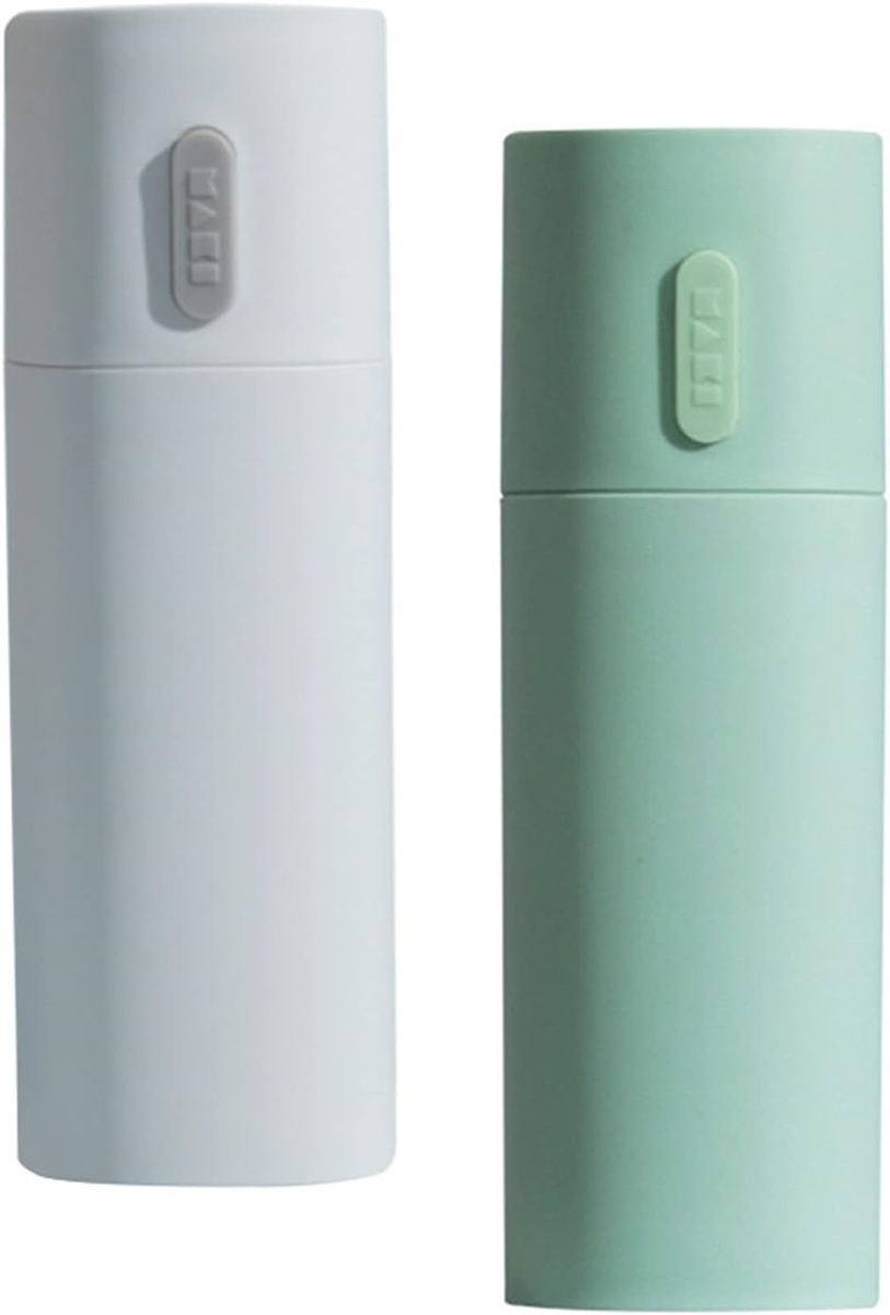 歯ブラシケース 携帯用 コップ付き 2個 セット 収納 トラベル 旅行 出張( ホワイト＋グリーン)