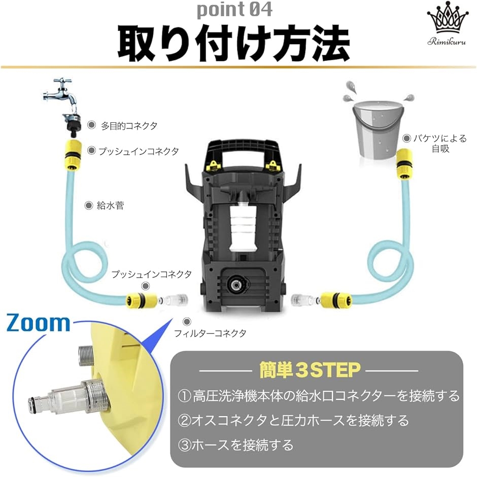 互換品 高圧洗浄機 フィルター ホースクリーナー ワンタッチ カップリング コネクター 給水 ケルヒャー用 リョービ用｜horikku｜06