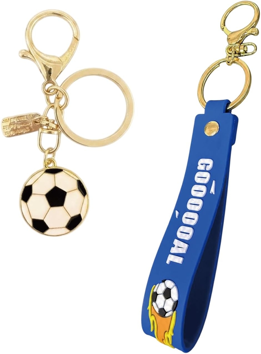 キーホルダー セット サッカーボール キーリング 鍵 バッグ カバン プレゼント 景品 (マルチカラー,  サッカー8)