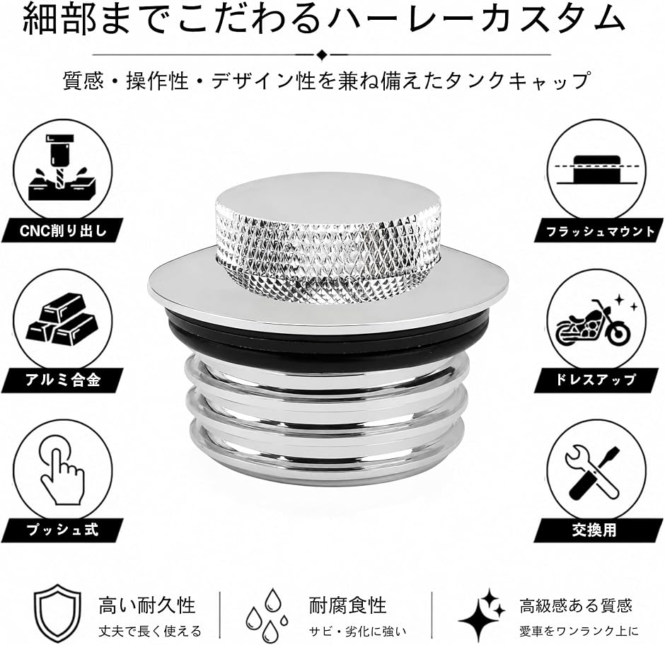 互換品】 ハーレー専用 CNCタンクキャップガソリンタンクキャップ