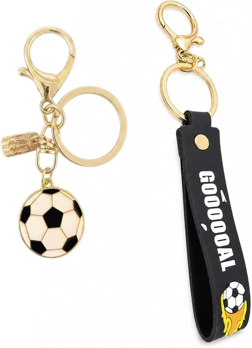キーホルダー セット サッカーボール キーリング 鍵 バッグ カバン プレゼント 景品 (マルチカラー,  サッカー9)