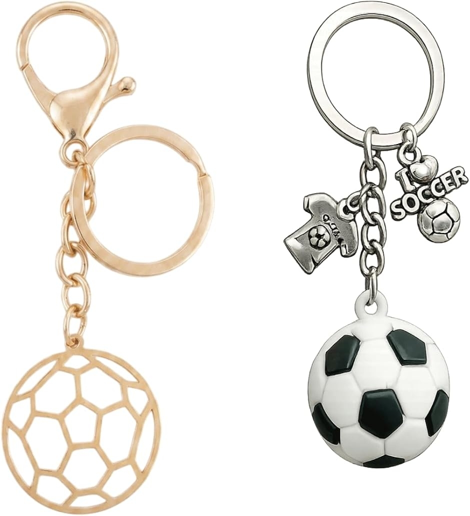 キーホルダー セット サッカーボール キーリング 鍵 バッグ カバン プレゼント 景品 (マルチカラー,  サッカー2)