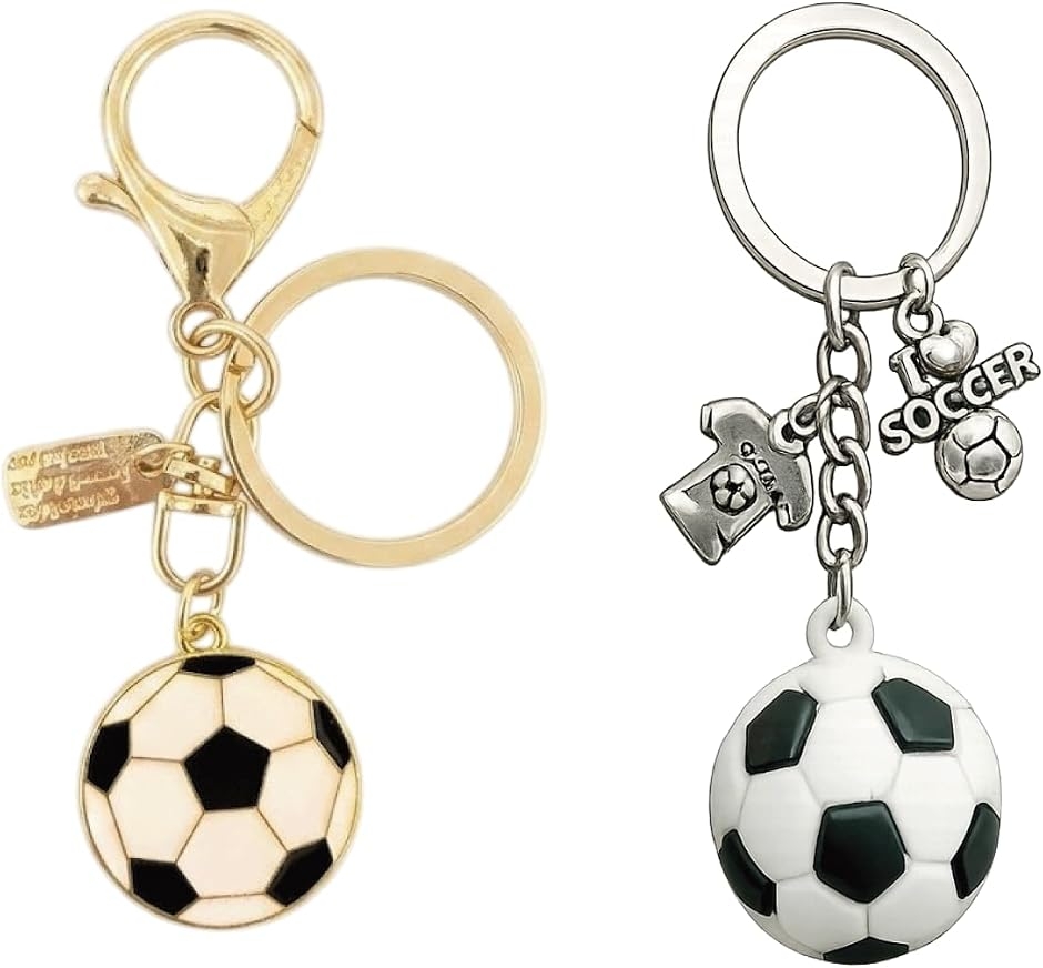 キーホルダー セット サッカーボール キーリング 鍵 バッグ カバン プレゼント 景品 (マルチカラー, サッカー6)