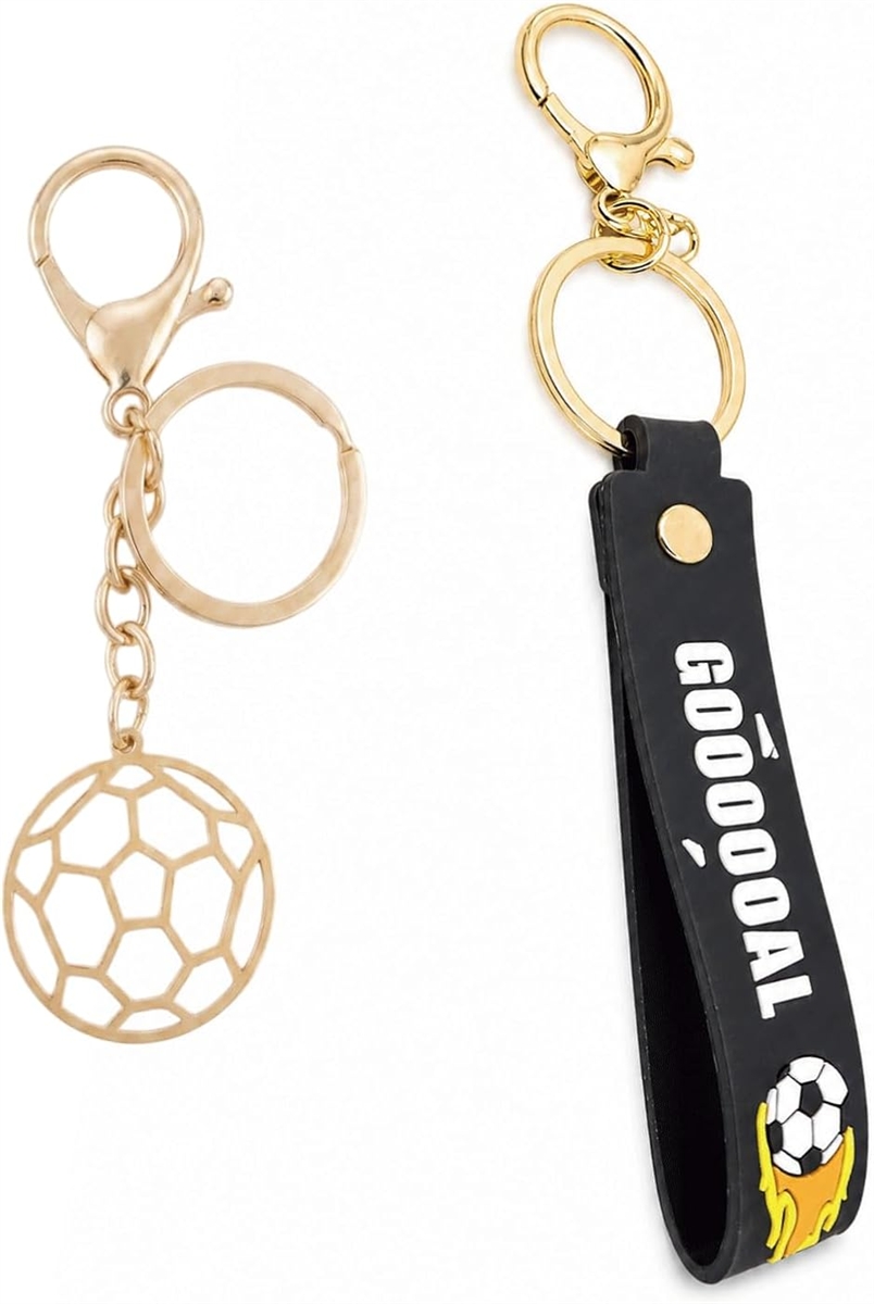 キーホルダー セット サッカーボール キーリング 鍵 バッグ カバン プレゼント 景品 (マルチカラー, サッカー5)