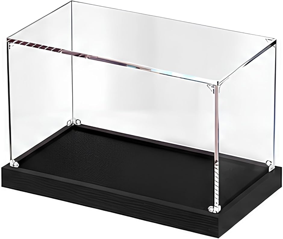 組み立て式 コレクションケース 工具不要 接着剤不要 スタッキング対応 フィギュアケース MDM (ブラック,  10x15xh10)