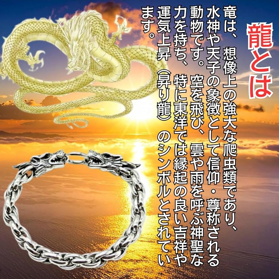 メンズブレスレット 龍のブレスレット ダブルドラゴン 風水 ステンレス