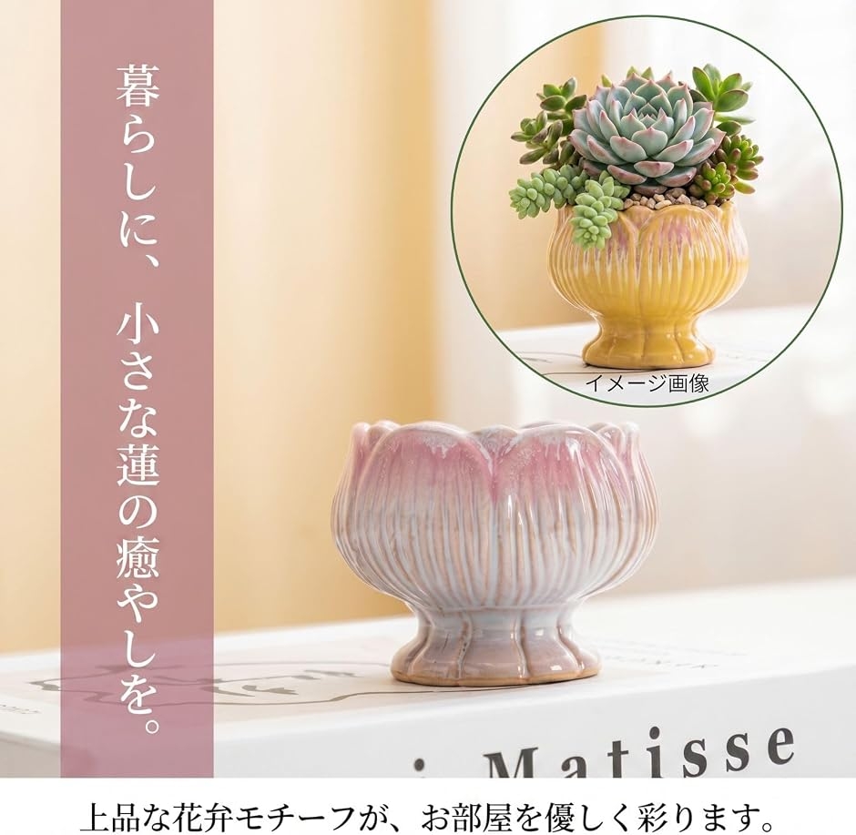 多肉植物 鉢 4個 陶器 観葉植物 盆栽 サボテン 排水穴 a031 (4色セット