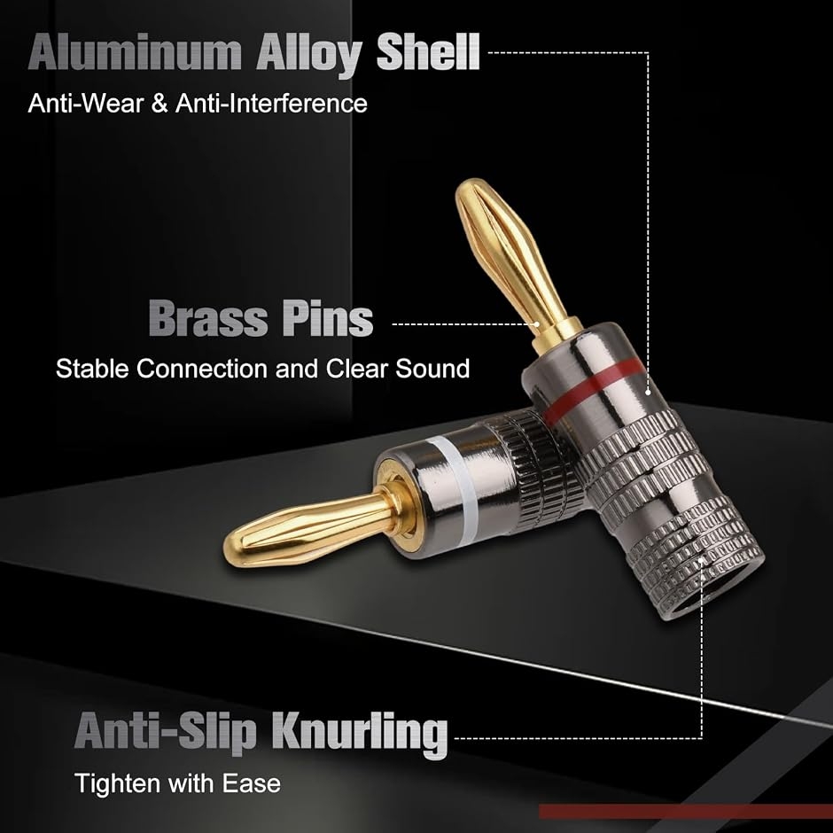 バナナプラグ 赤＋白セット 12本セット アルミニウム合金製筐体 純銅