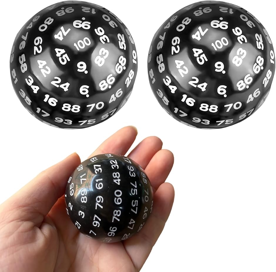 100面ダイス 百面 だいダイス dice さいころ TPRG ボードゲーム イベント だいす MDM (ブラック,  2個セット)
