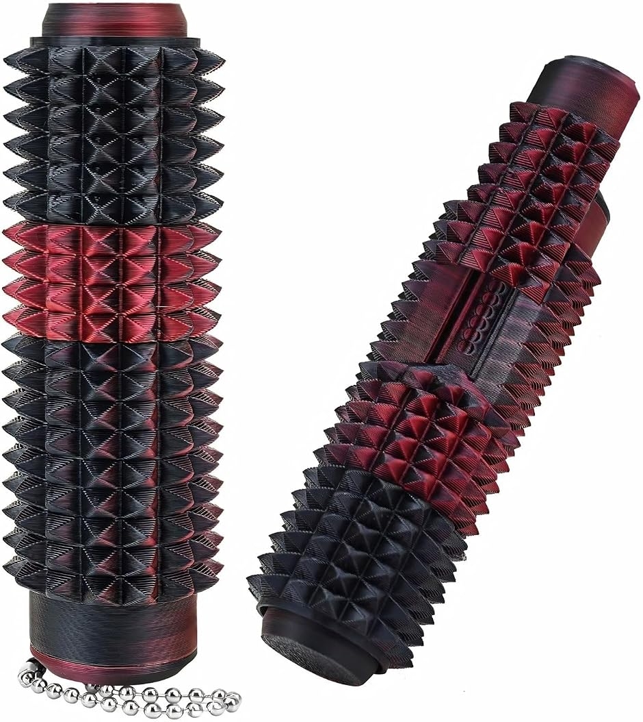 フィジェットトイ ハンドスピナー おもちゃ ガジェット (赤x黒,  約30x30x97mm)