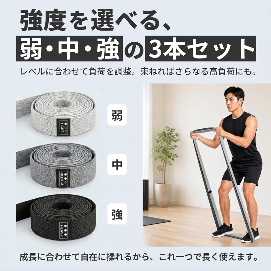トレーニングバンド 3本セット エクササイズバンド 筋トレ チューブ