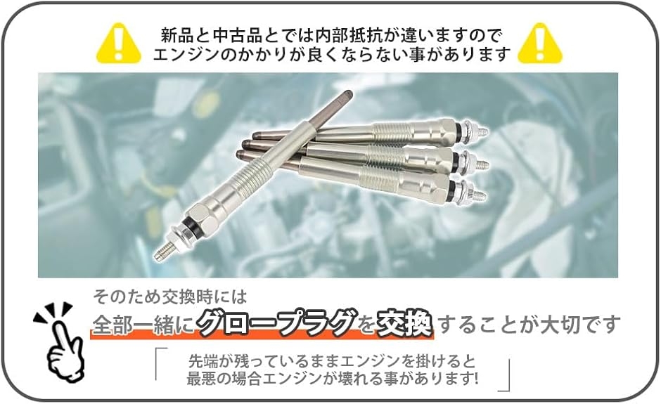 互換品】トヨタ 用 グロープラグ 4本 ハイエース 100系 KZH120G