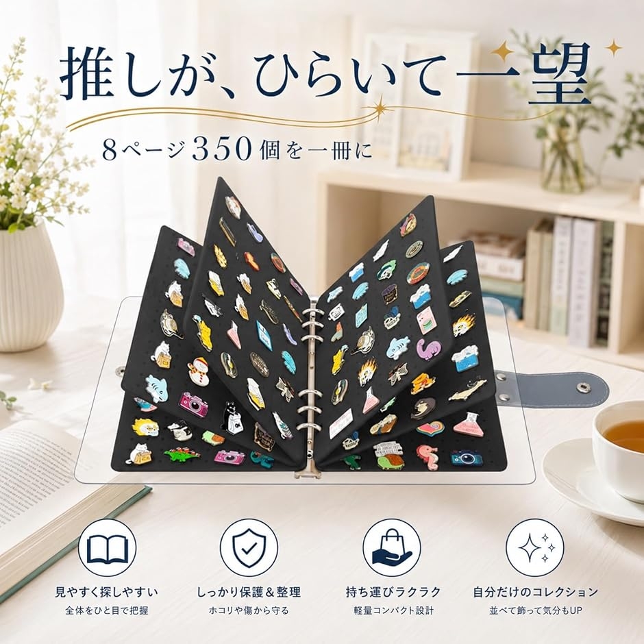 缶バッジ収納ケース ピンバッジ ディスプレイブック A5 8ページ 痛