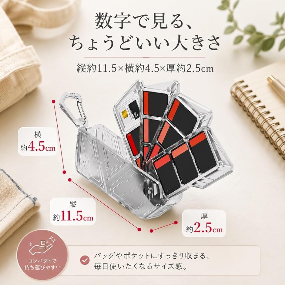 Switch2 対応 ゲームカードケース 9枚 microSD 2枚 収納 扇形 一覧収納