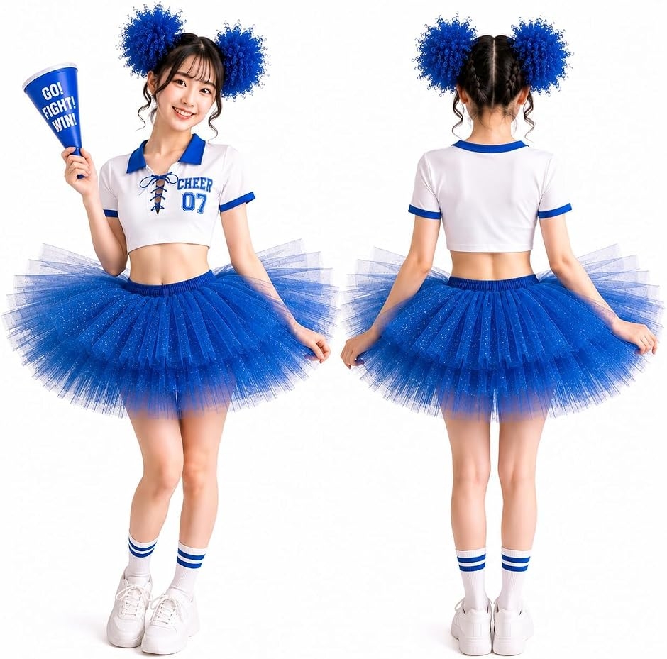 アフロ風 お団子ウィッグ チュチュセット 応援グッズ チア コスプレ