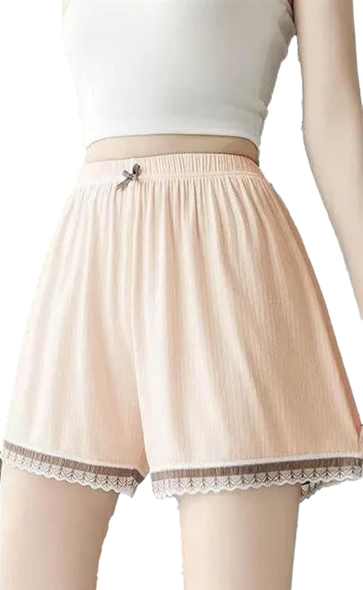 ペチ パンツ レディース インナー 透け防止 コート ルームウェア ショート 下着 見せパン 3分丈 人気 可愛い (ベージュ,  L)