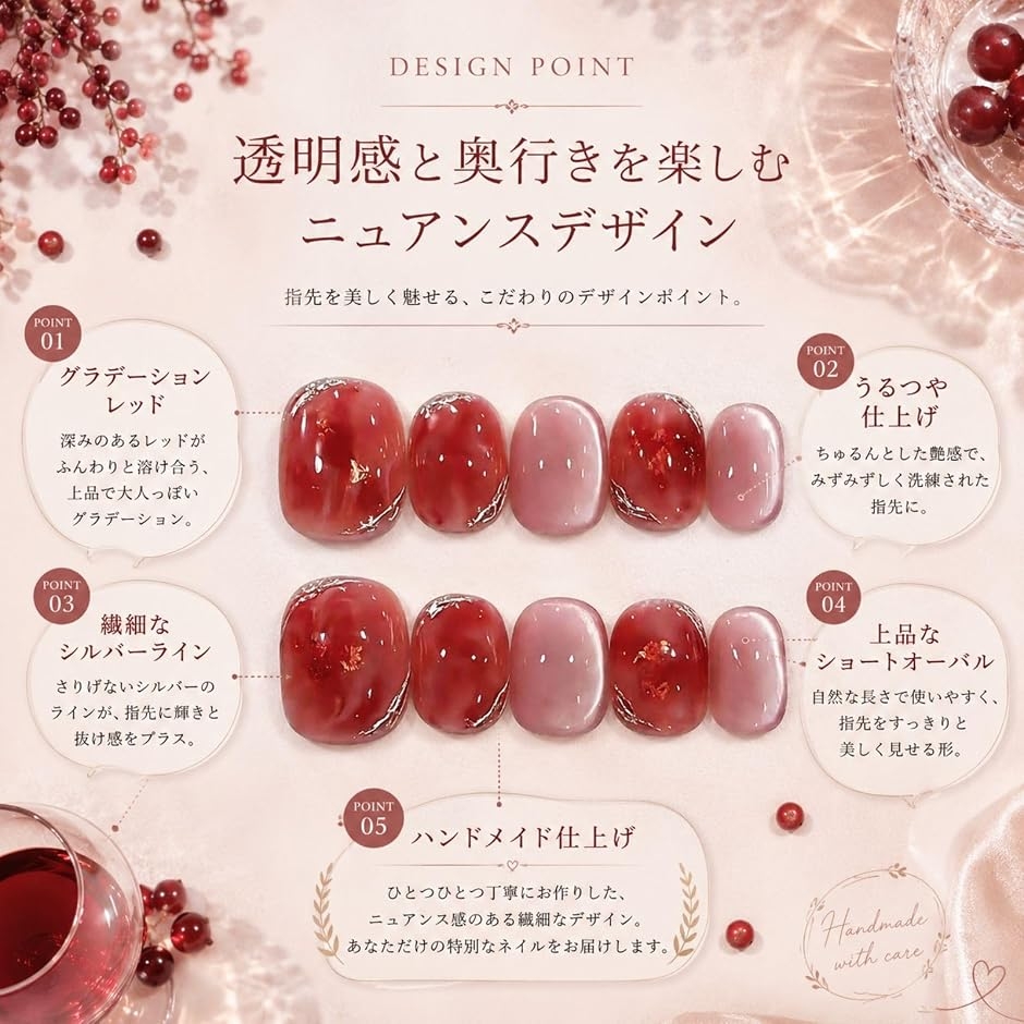 ネイルチップ ベリーショート 短め つけ爪 ハ...の詳細画像2
