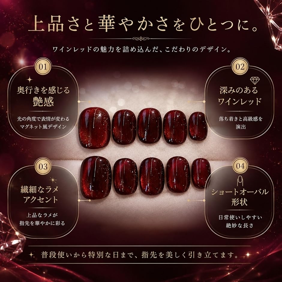 ネイルチップ ベリーショート 短め つけ爪 ハ...の詳細画像3