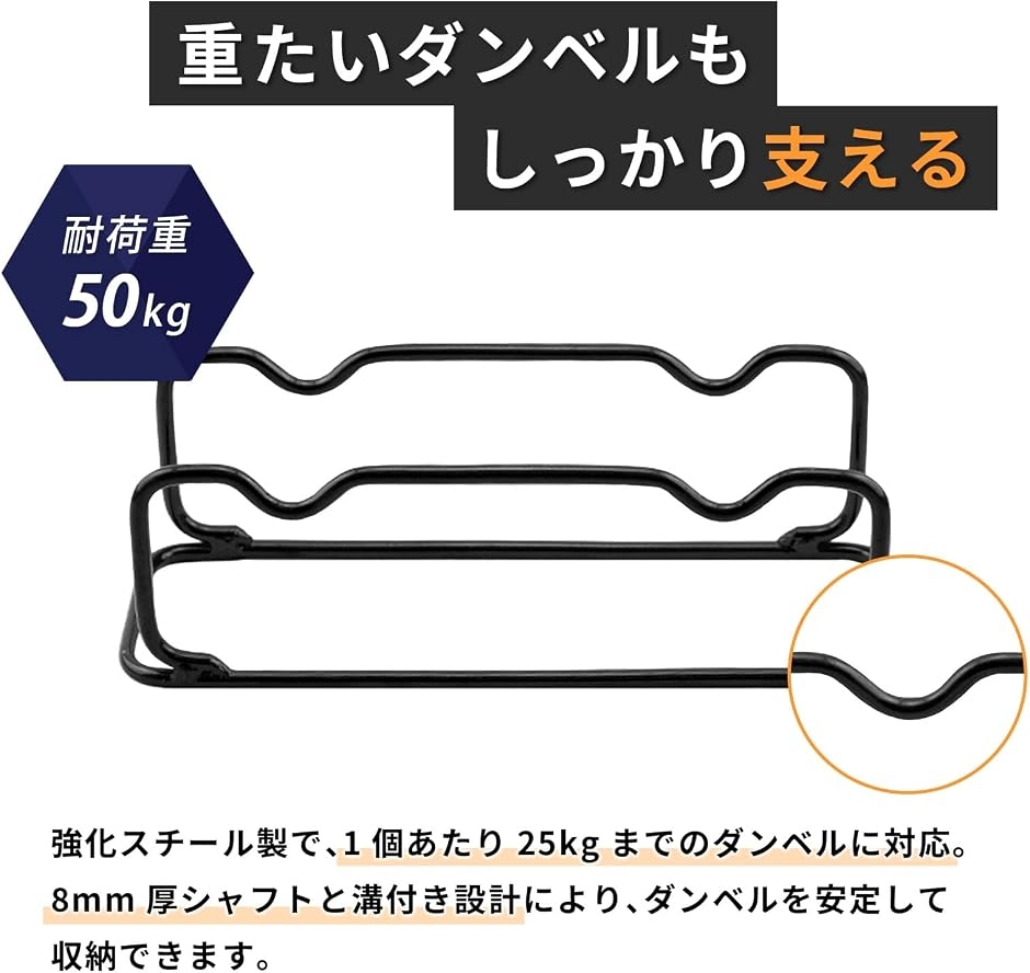 耐荷重50kg ダンベル置き ダンベルスタンド 2個収納可能 強化スチール