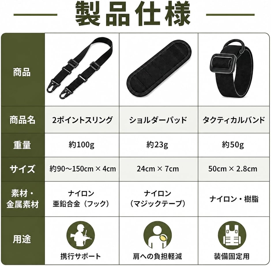 タクティカルスリング 2ポイント 単点支持対応 サバゲー スリング
