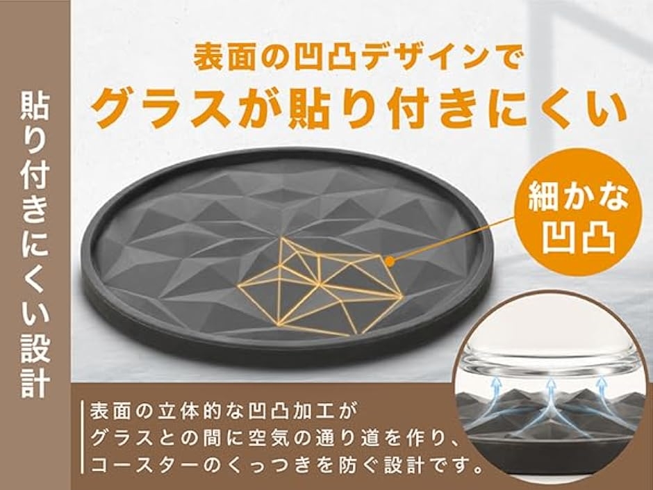 コースター くっつかない シリコン 5枚セット ケース付き 防水 洗える