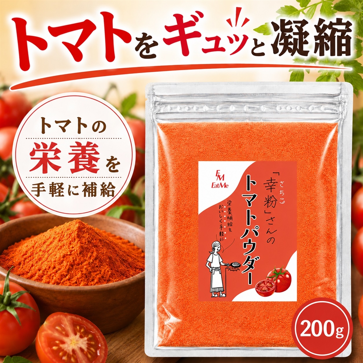 幸粉さんの トマトパウダー 保存料 甘味料 着色料不使用 残留農薬検査実施済み MDM (200g)
