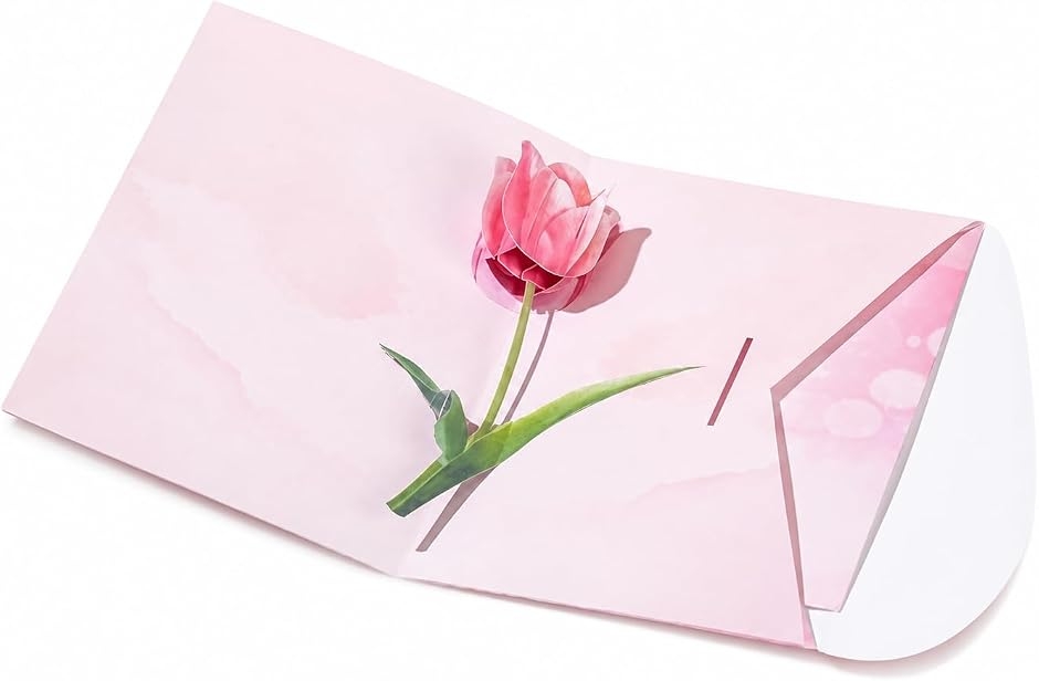 メッセージカード message card 母の日 誕生日 記念日 立体 グリーティングカード 花 (レッド)