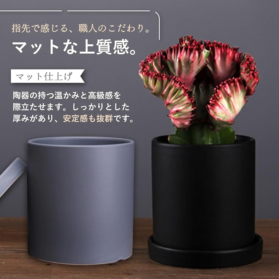 空間に調和 植木鉢 陶器 マットカラー 円筒型 観葉植物 多肉対応