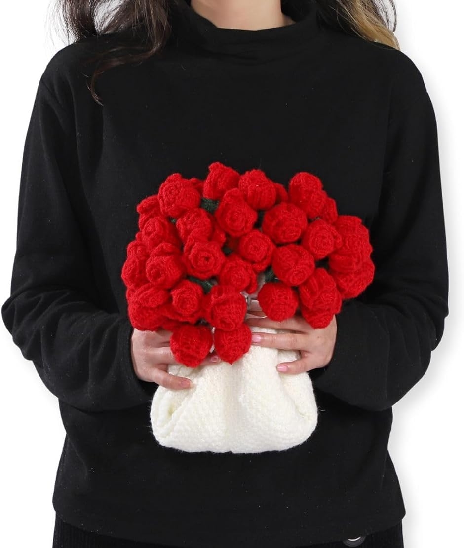 花束になるブランケット 完成品 フラワーブランケット ブーケ 編み物