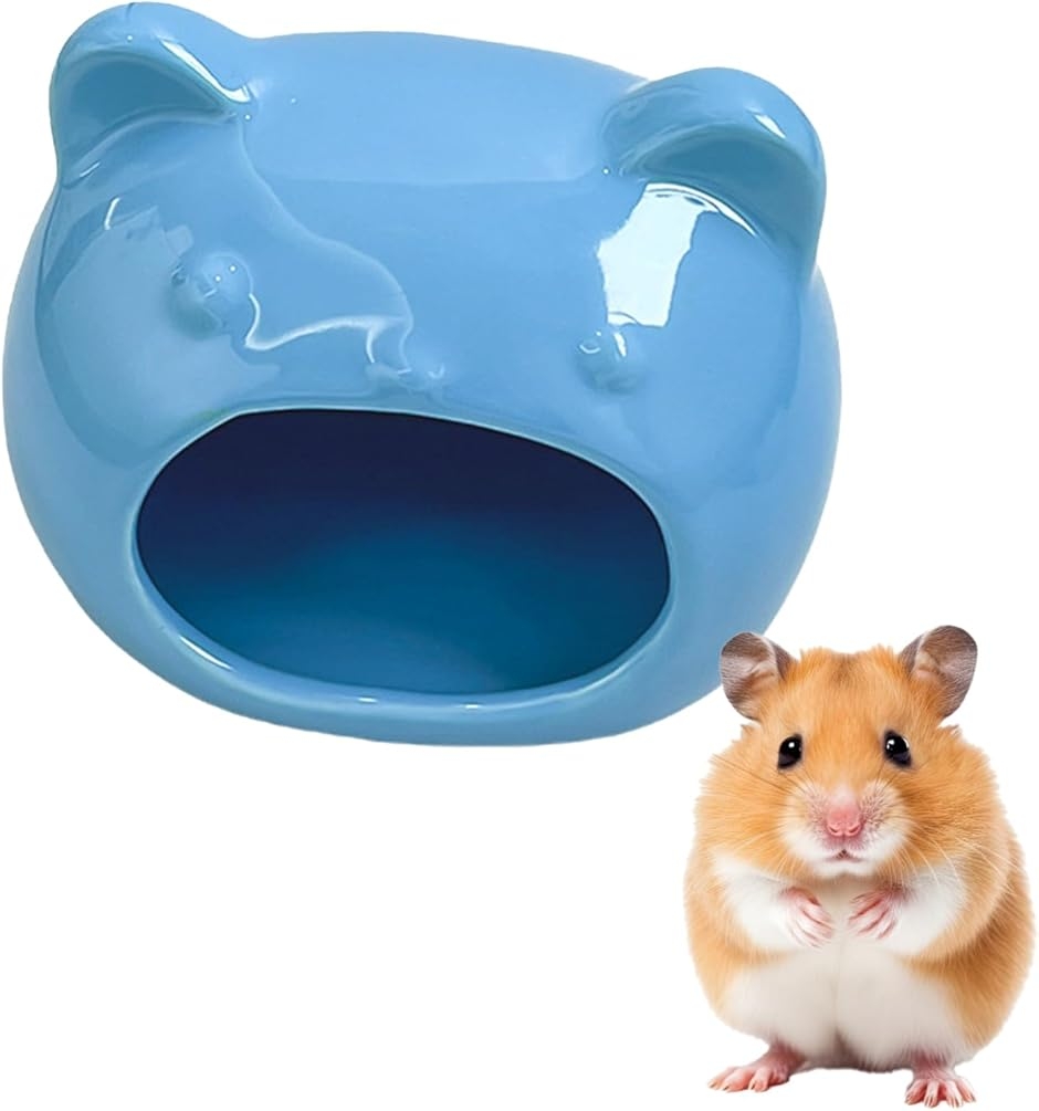 小動物 隠れ家 ハウス ハンドメイド 小動物用 陶器製 シェルター クマ型 ハムスター 隠れ家 ハウス