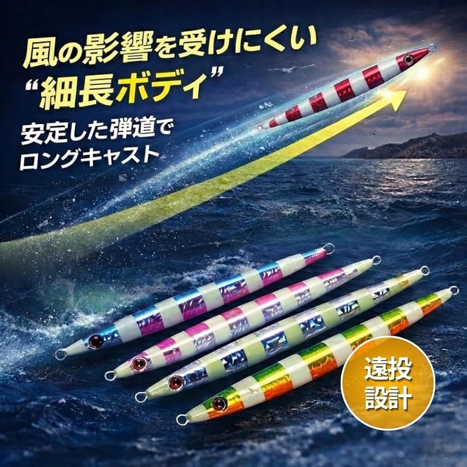 メタルジグ 5本セット 夜ブリ ジギング ルアー メタルジグ 5本セット 5色 夜光 遠投 青物 ブリ 太刀魚 ヒラメ