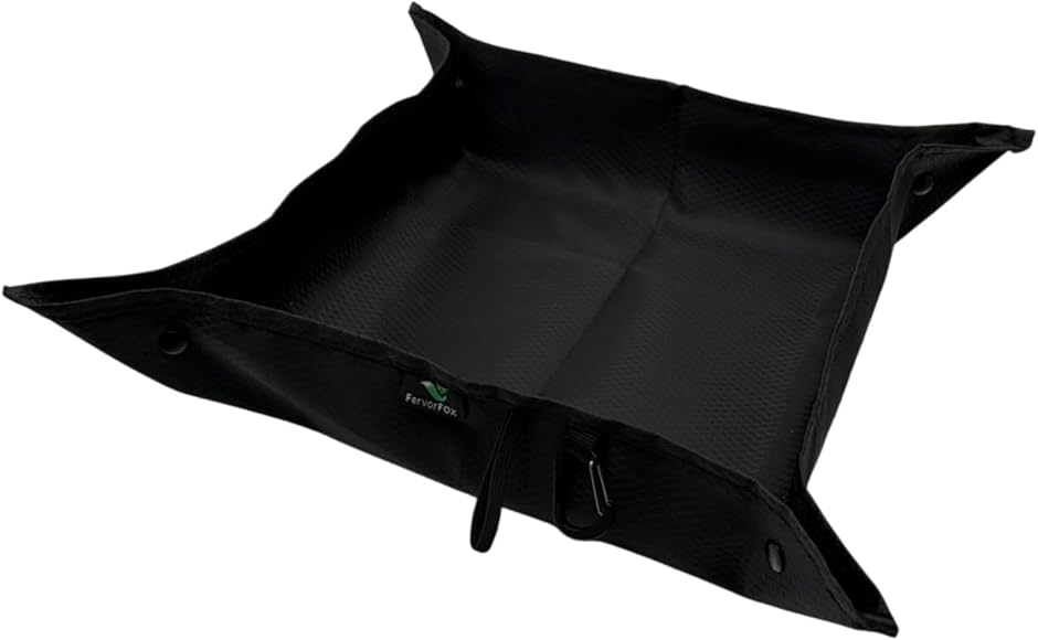 アウトドアマット コンパクト カラビナ付 レジャーシート ソロキャンプ 登山 便利 軽量 物置き トレー (ブラック)