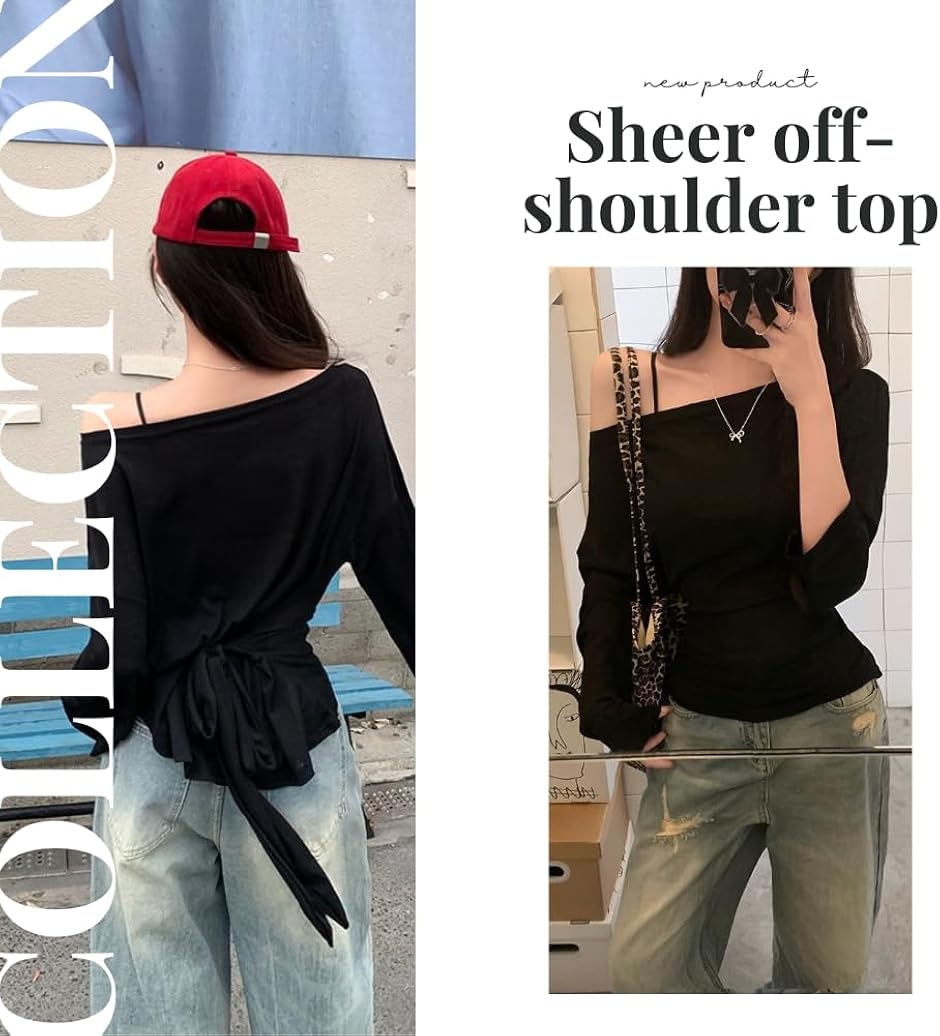 レディース ワンショルダー シャツ タイトシルエット シースルー 