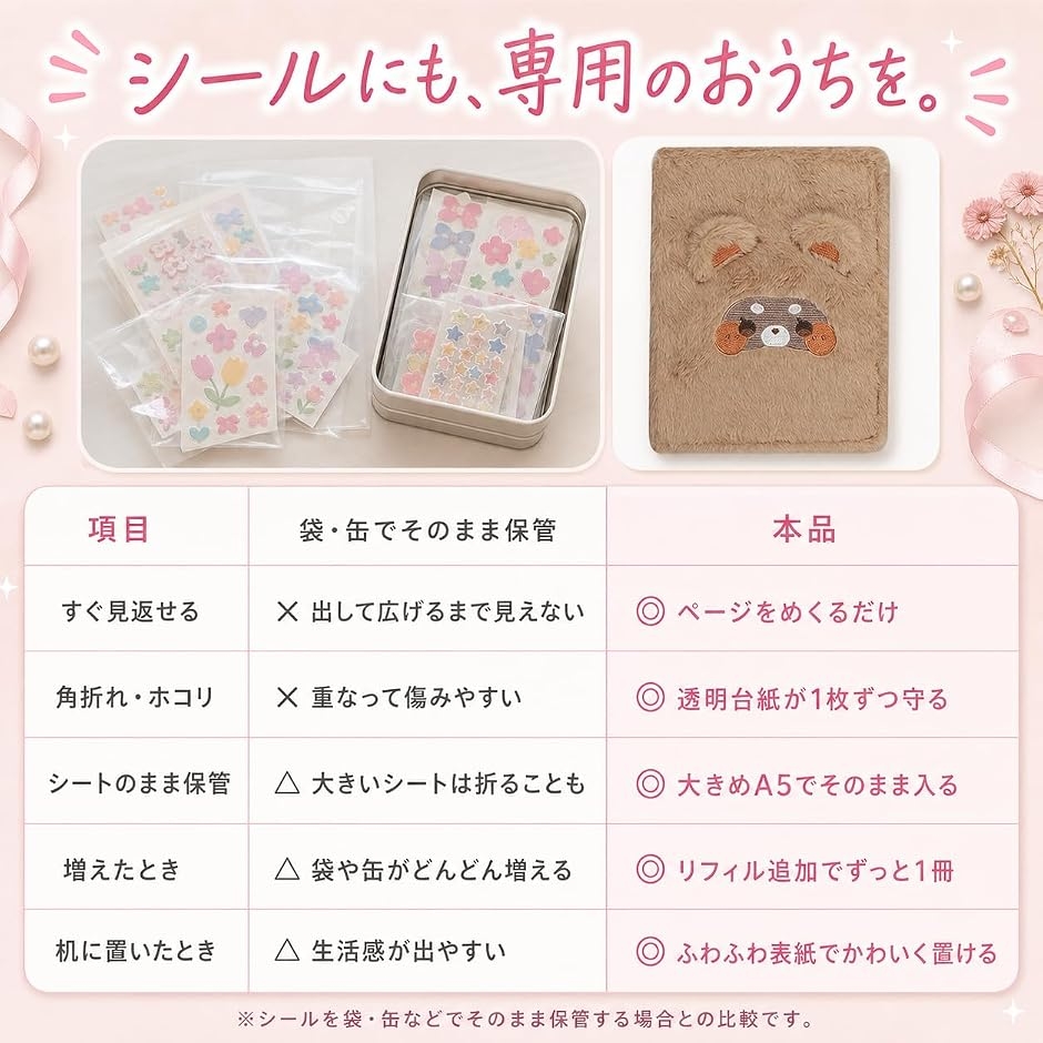 シール帳 大きめ A5サイズ シール手帳 はがせる 透明 クリア シール
