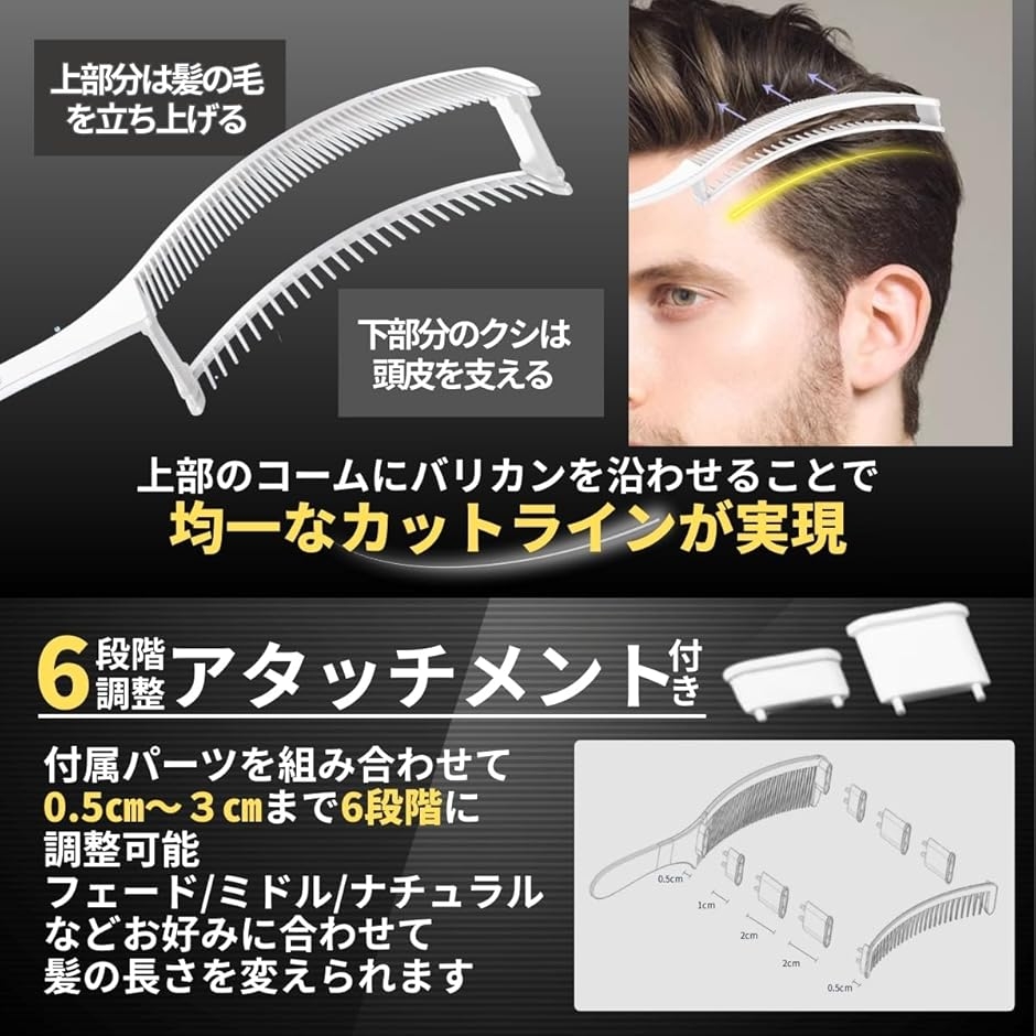 バリカン くし コーム メンズ フェード 刈り上げ セルフカット 散髪2点