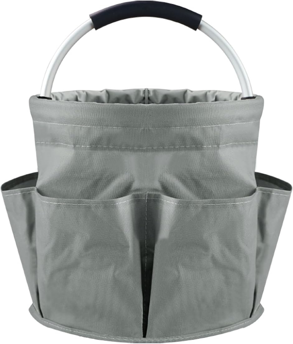 折りたたみ バケツ ポケット付き 15L マルチバケツ コンパクト 多用途 キャンプ アウトドア レジャー (グレー,  28x28cm)
