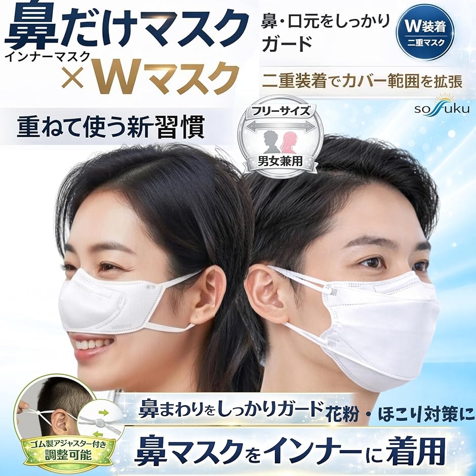 鼻マスク 鼻だけ 40枚入り 鼻専用 ノーズフ...の詳細画像1
