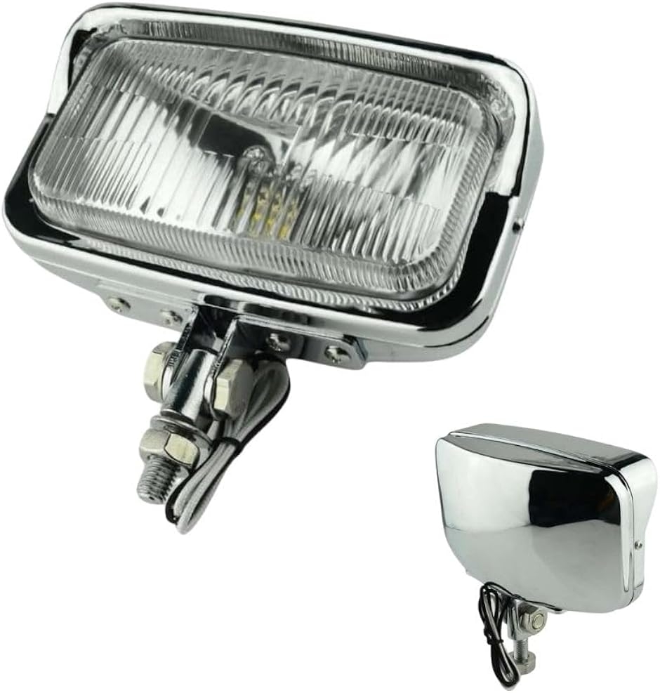 バイク用 スクエア ヘッドライト 汎用 12V ヴィンテージ レトロ
