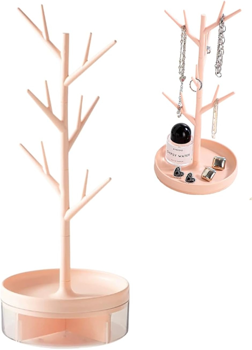 ジュエリースタンドネックレス アクセサリースタンド 収納 ツリー (ピンク)