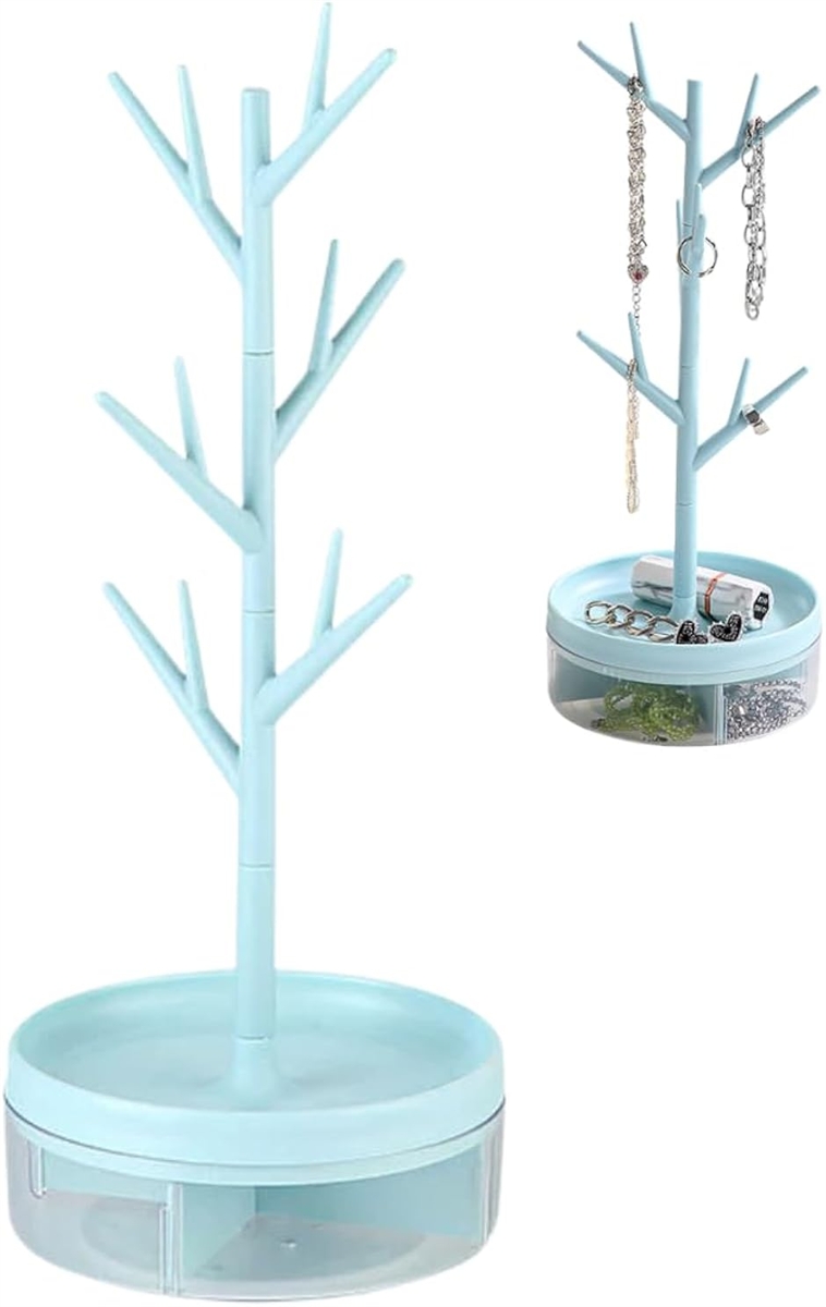 ジュエリースタンドネックレス アクセサリースタンド 収納 ツリー (水色)