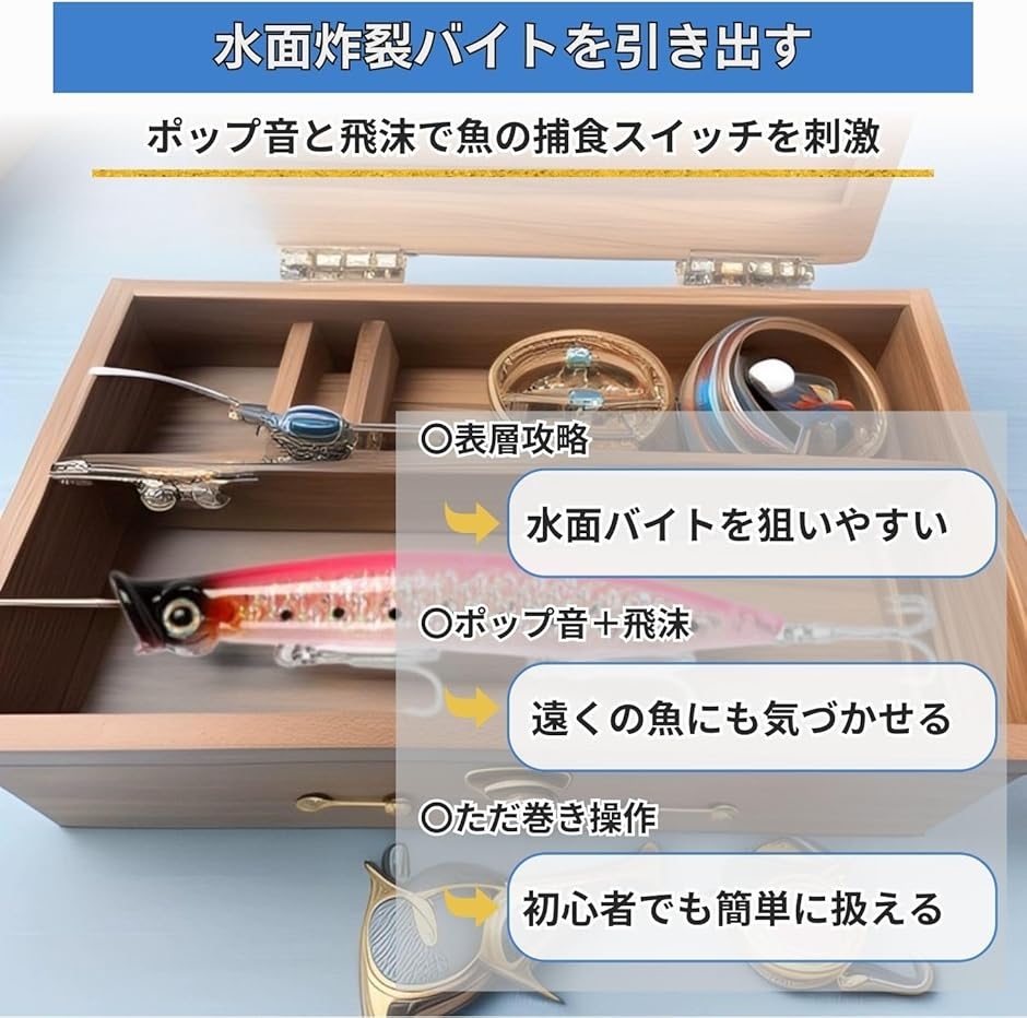 ルアーセット ポッパー トップウォーター 海釣り (レッドヘッド