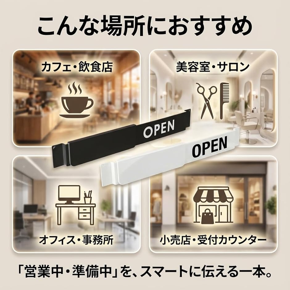 ZakkaTimez オープンクローズ看板 open close プレート お店 (ホワイト