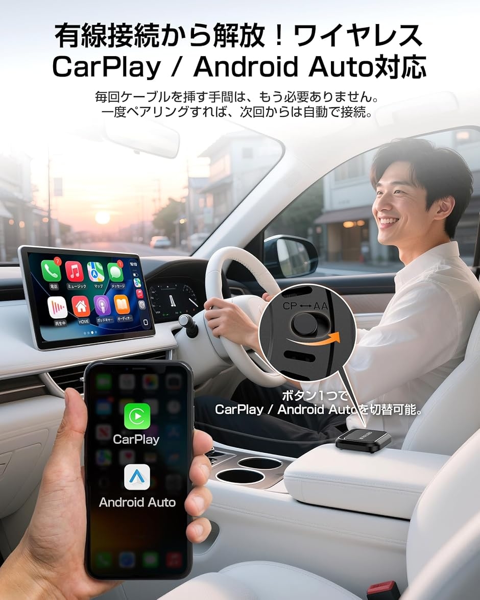 AI Box 2.0 carplay Android 13.0 搭載 aiボックス ワイヤレスCarPlay