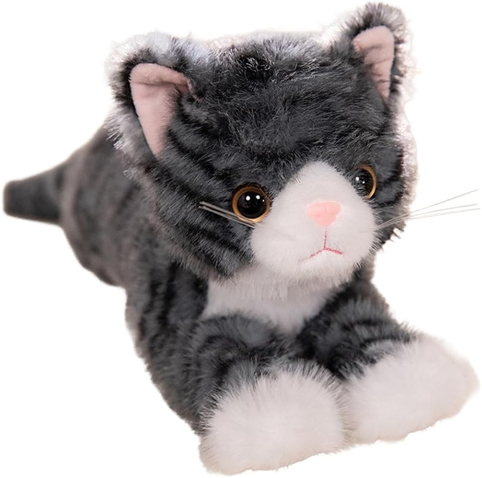 猫 ぬいぐるみ リアル 黒猫 抱き枕 (キジトラ(チャコールグレー