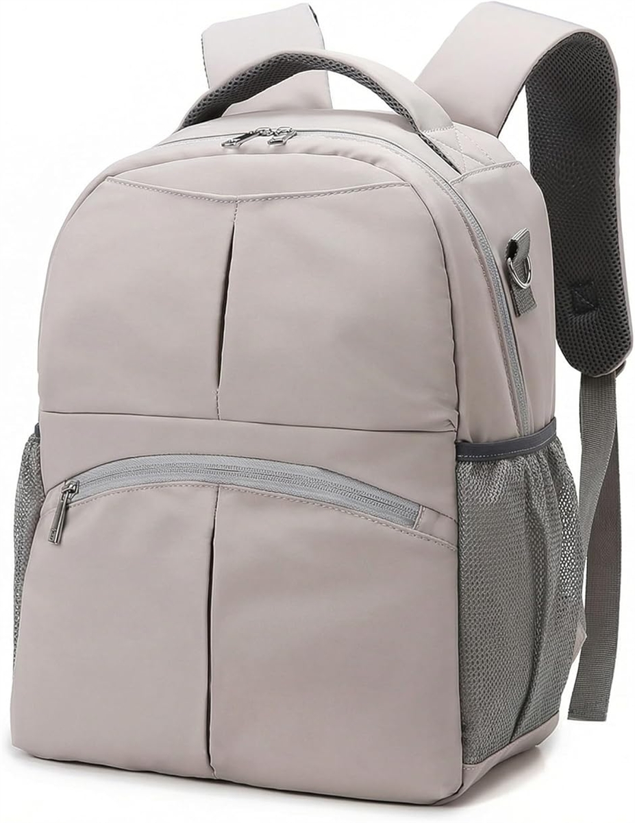 マザーズリュック 軽量 400g 大容量 21L マザーズバッグ ベビーカーバッグ兼用 (ライトグレー,  ミディアム)